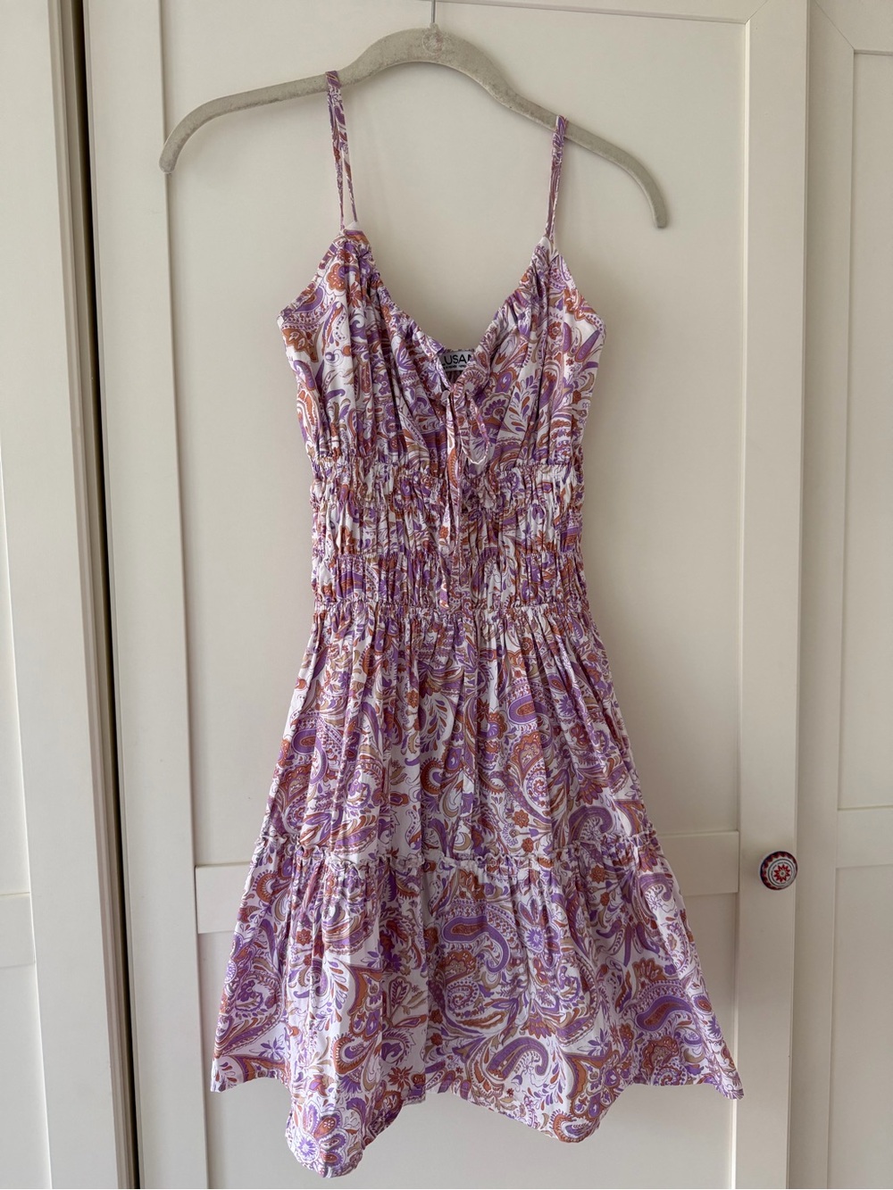 Lightweight Purple Paisley Sundress with Smocked Waist